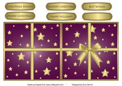 Christmas Present Shaped Card Burgundy