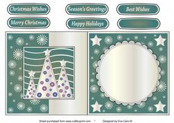 Button Silver Christmas Trees Fold Back Light Blue