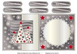 Button Silver Christmas Trees Fold Back Grey