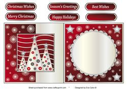 Button Silver Christmas Trees Fold Back Red