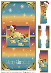 Golden Christmas Ducks Vertical Fold Back