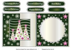 Button Silver Christmas Trees Fold Back Green