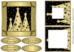 Button Christmas Trees Inverted Pyramid Black