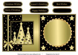 Button Christmas Trees Fold Back Black