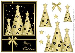 Button Christmas Trees Decoupage Black