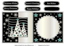 Button Silver Christmas Trees Fold Back Black