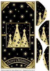 Buttons Christmas Trees Vertical Fold Back Black