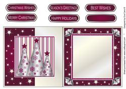 Silver Snowflakes Trees Fold Back Burgundy