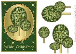 Modern Christmas Trees Decoupage Green