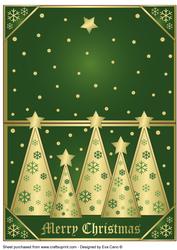 Snowflakes Christmas Trees Over the Edge Green