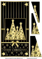 Snowflakes Christmas Trees Vertical Fold Back Black