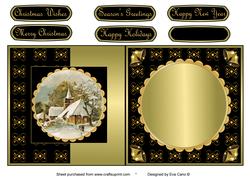 Christmas Church Fold Back in Black