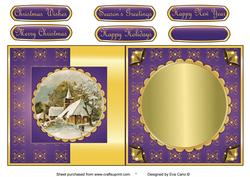 Christmas Church Fold Back in Purple