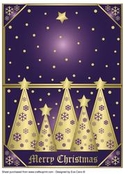Snowflakes Christmas Trees Over the Edge Purple