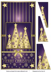 Snowflakes Christmas Trees Vertical Fold Back Purple