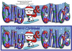 Jolly Snowman Snowboarding OLLY & CHLOE large dl