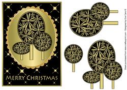 Modern Christmas Trees Decoupage Black