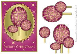 Modern Christmas Trees Decoupage Pink