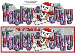 Jolly Snowman on Sledge HAYLEY & JUDY large dl