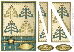Funky Christmas Trees Card Front Blue