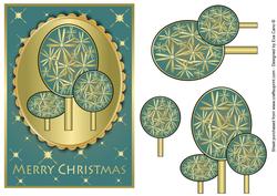 Modern Christmas Trees Decoupage Blue