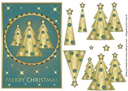 Buttons Christmas Trees Ii Decoupage Blue