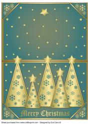 Snowflakes Christmas Trees Over the Edge Blue