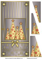 Snowflakes Christmas Trees Vertical Fold Back Grey