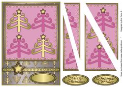 Funky Christmas Trees Card Front Pink