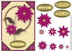 Oriental Magenta Flowers Card Front