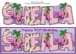 Fuchsias & Butterflies SHEILA 90th large dl