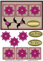 Oriental Magenta Flowers Landscape Card Front