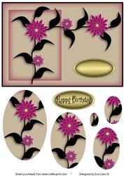 Oriental Magenta Flowers Pyramid