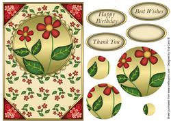Red Flowers Card Front Pyramid