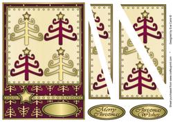 Funky Christmas Trees Card Front Burgundy