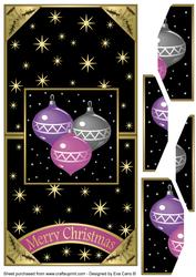 Christmas Baubles Vertical Fold Back (black)