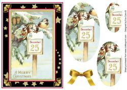 Vintage Christmas Birds on Post (black)