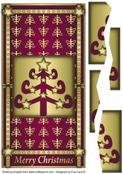 Funky Christmas Tree Vertical Fold Back Burgundy