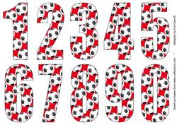 Big Numbers with Football Pattern (red)
