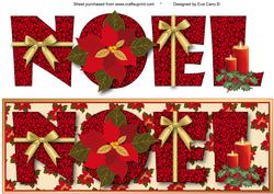 Noel with Poinsettias Large Dl Card (cream)