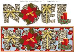 Noel with Poinsettias Large Dl Card (blue 2)