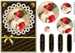 Vintage Christmas Girl with Holly Pyramid (black)