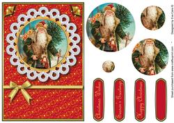 Green Vintage Santa with Lace Pyramid (red)