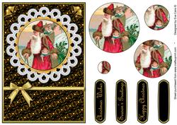 Red Vintage Santa with Lace Pyramid (black)