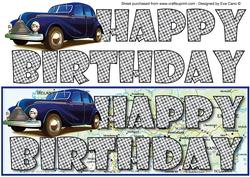 Happy Birthday with Blue Vintage Car Large Dl