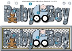 Baby Boy with Pram Large Dl