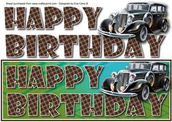 Happy Birthday with Black Vintage Car Large Dl