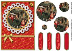 Vintage Santa on Train Pyramid (red)