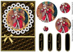 Vintage Santa by Door Pyramid (black)