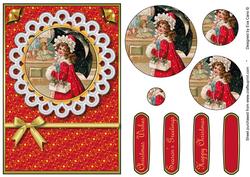 Vintage Girl with Umbrella Pyramid (red)